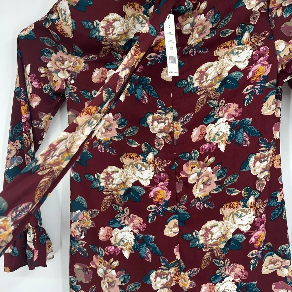 Walter Baker Gayle Asymmetrical Floral Dress Long Sleeve NWT Women's 4‎
